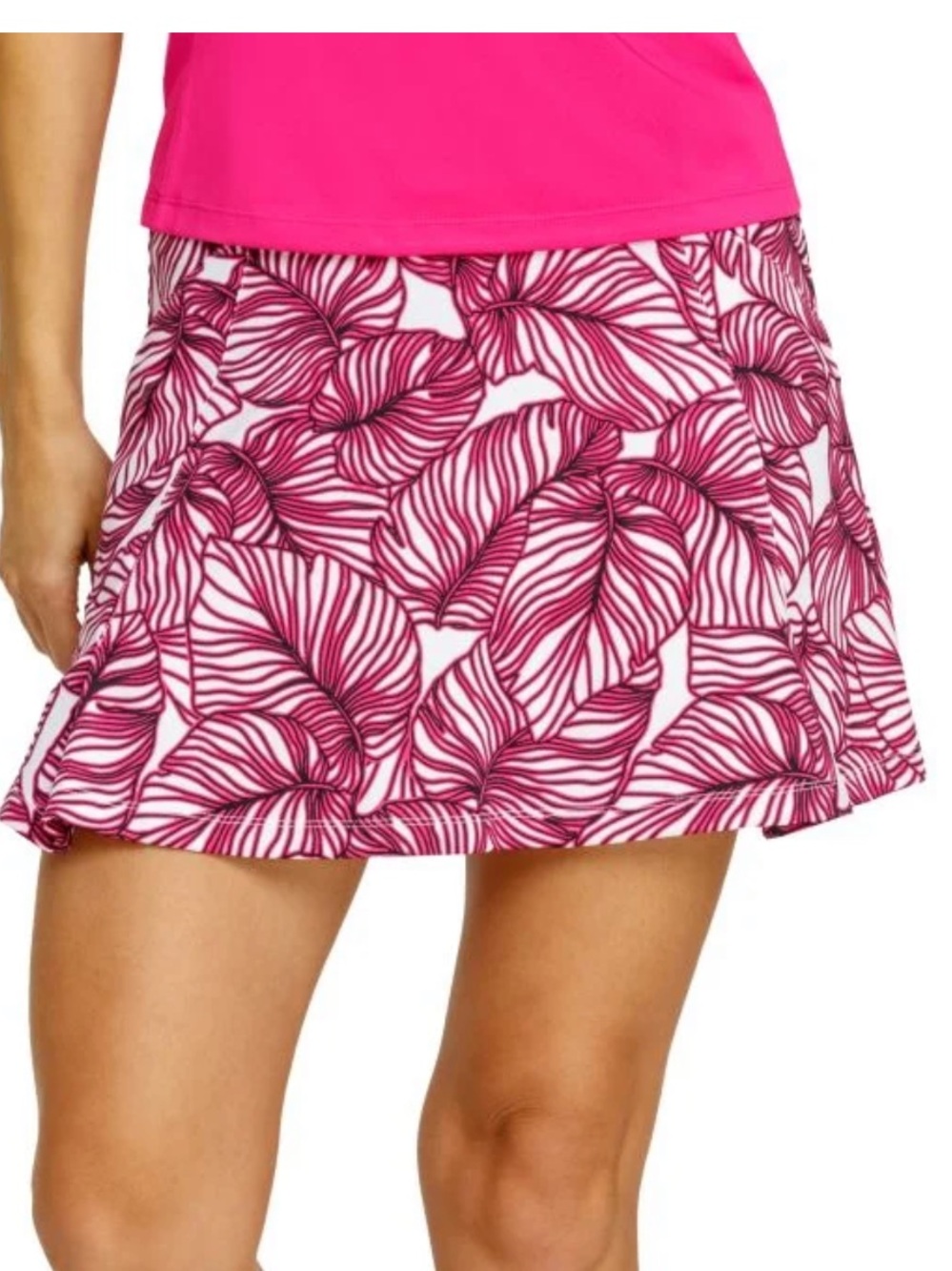 Tail Ikenna Pink Leaf-Print Golf Skort L